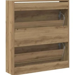 vidaXL - Schoenenkast voor entree 4 paar - Gerookt eiken - 80x21x87,5 cm
