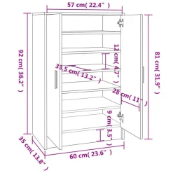 vidaXL - Schoenenrek - Bruin - Bewerkt hout - 60 x 35 x 92 cm