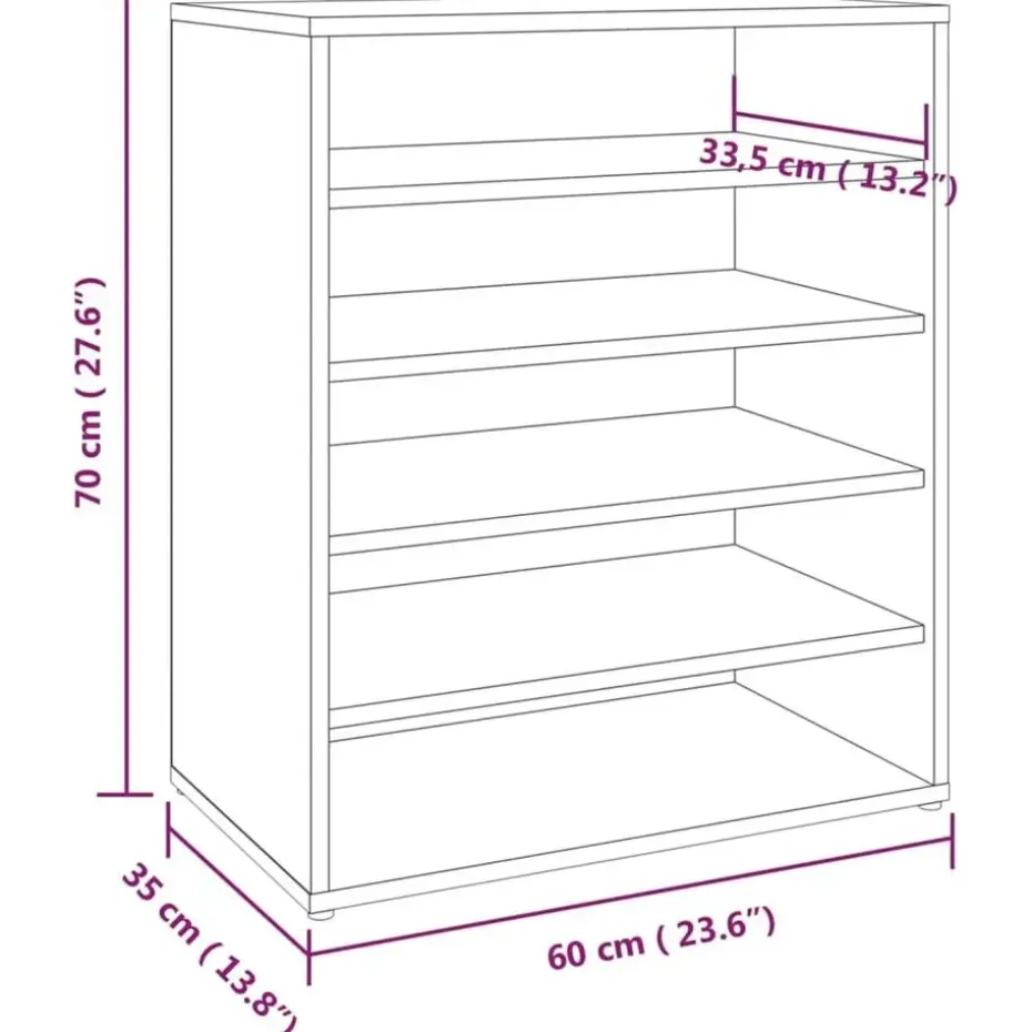 vidaXL - Schoenenrek - Bruin - Bewerkt hout - 60 x 35 x 70 cm
