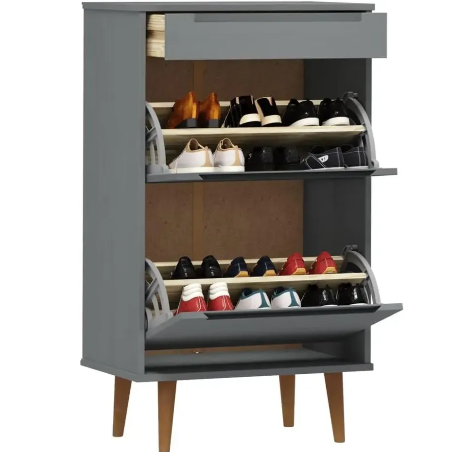 vidaXL - Schoenenrek - Grijs - Grenenhout