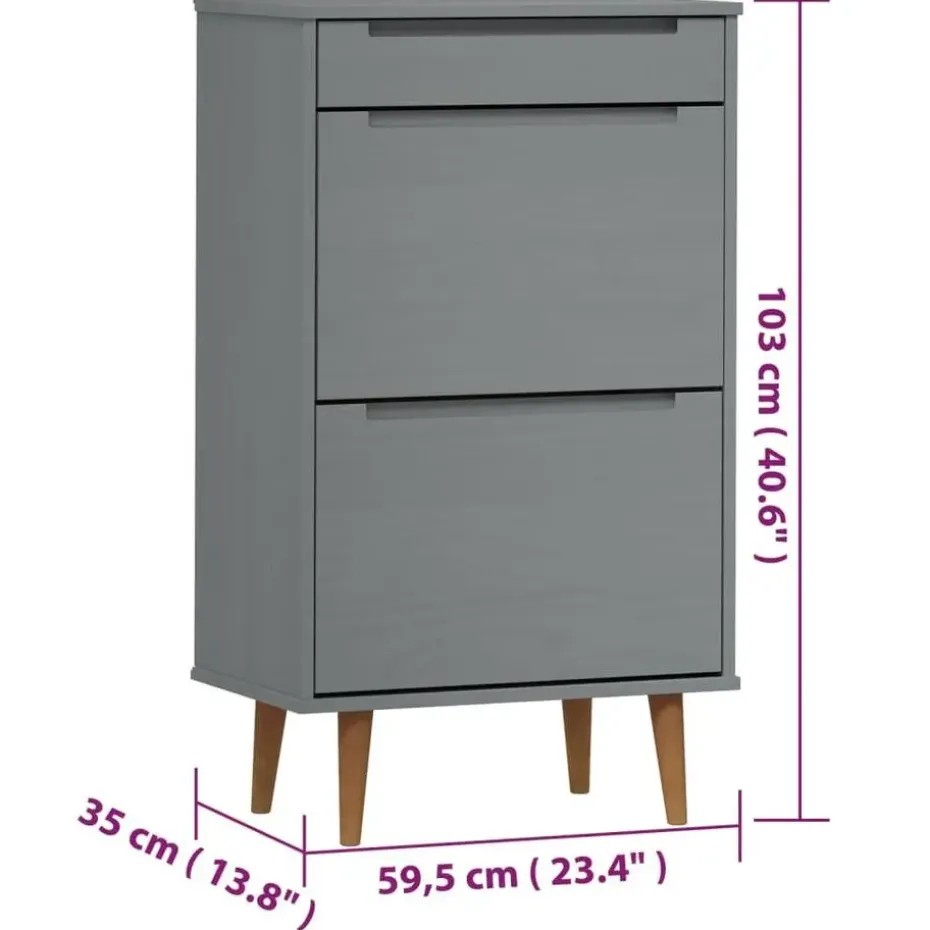 vidaXL - Schoenenrek - Grijs - Grenenhout