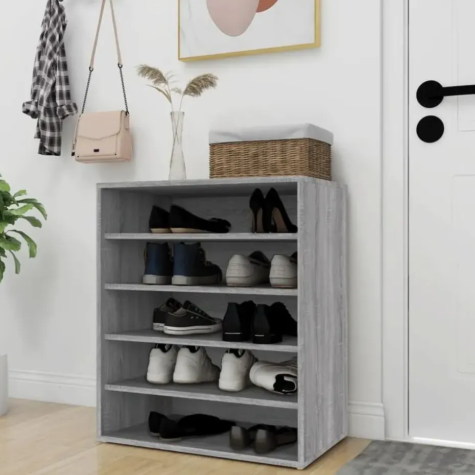 vidaXL - Schoenenrek - Grijs - Bewerkt hout - 60 x 35 x 70 cm