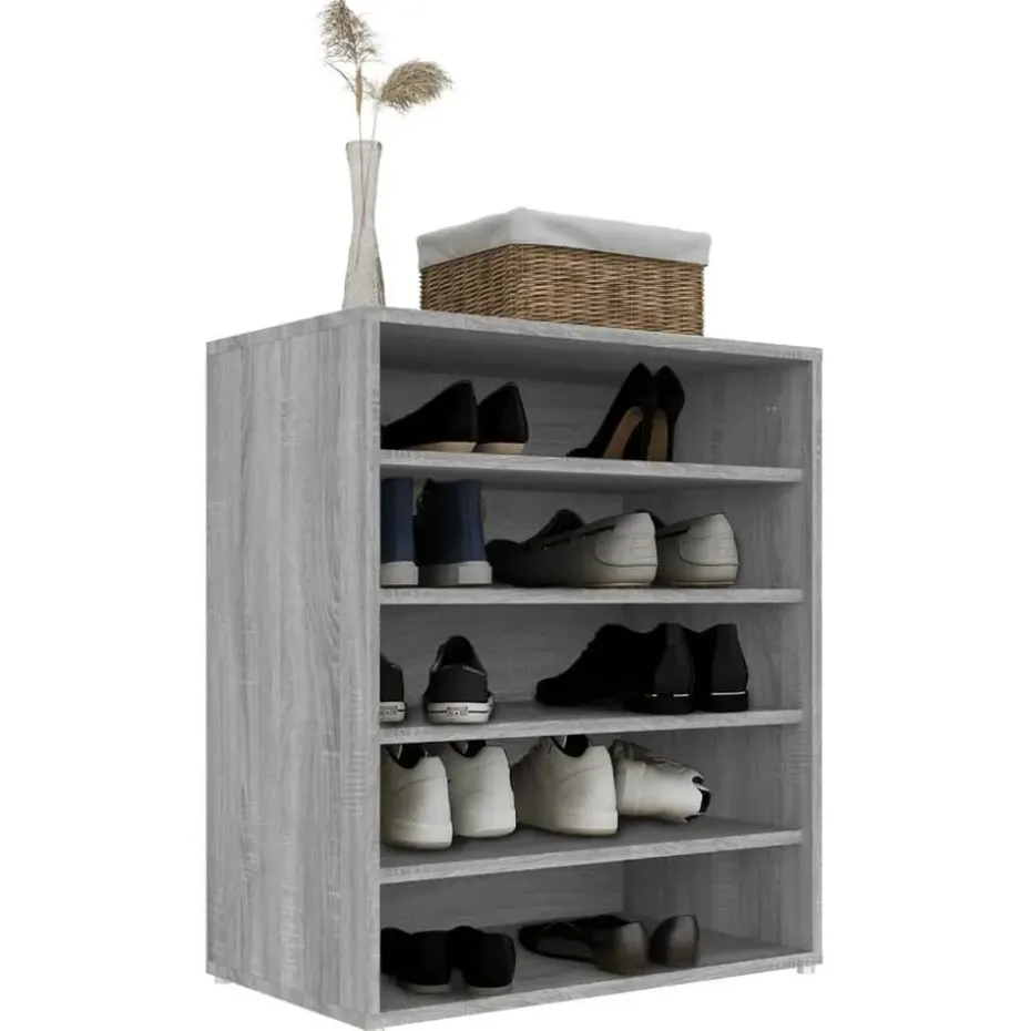 vidaXL - Schoenenrek - Grijs - Bewerkt hout - 60 x 35 x 70 cm