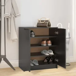 vidaXL - Schoenenrek - Zwart - Bewerkt hout