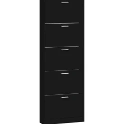vidaXL - Schoenenrek - Zwart - Bewerkt hout