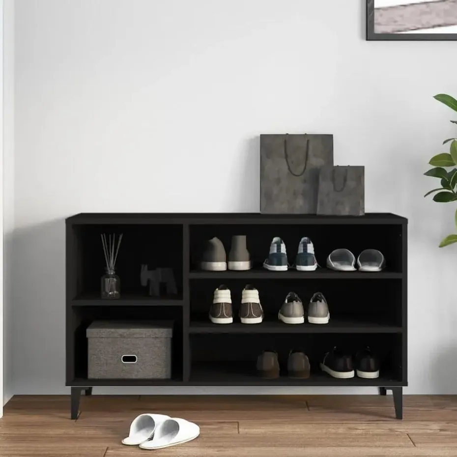 vidaXL - Schoenenrek - Zwart - Bewerkt hout