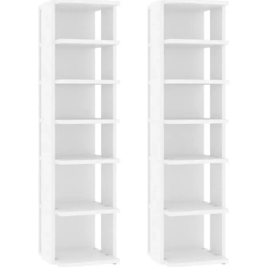vidaXL - Schoenrek - Wit - Bewerkt hout - 2 stuks