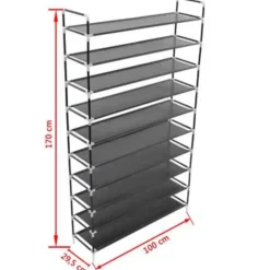vidaXL - Schoenrek - Zwart - Stof - 100 x 29.5 x 170 cm