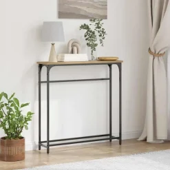 vidaXL - Sidetable - Artisanaal eiken - Gelaagd hout en metaal - 75x19.5x75 cm