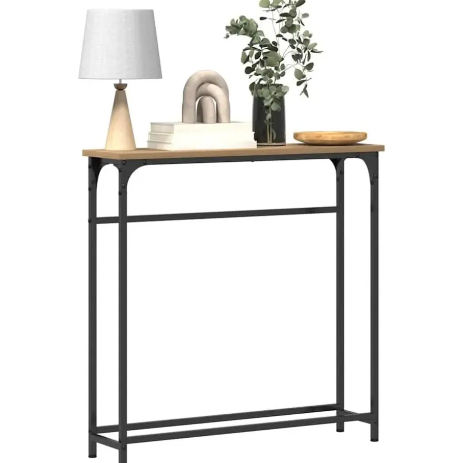 vidaXL - Sidetable - Artisanaal eiken - Gelaagd hout en metaal - 75x19.5x75 cm