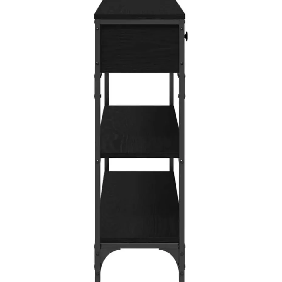 vidaXL - Sidetable met 2 lades 2 schappen - Zwart - Gelaagd hout - 100x25x75 cm