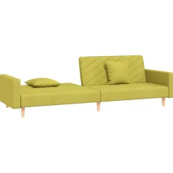 vidaXL - Slaapbank 2-zits - Groen - Stof - Met kussens