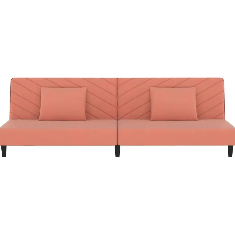 vidaXL - Slaapbank 2-zits - Roze - Fluweel - Met kussens