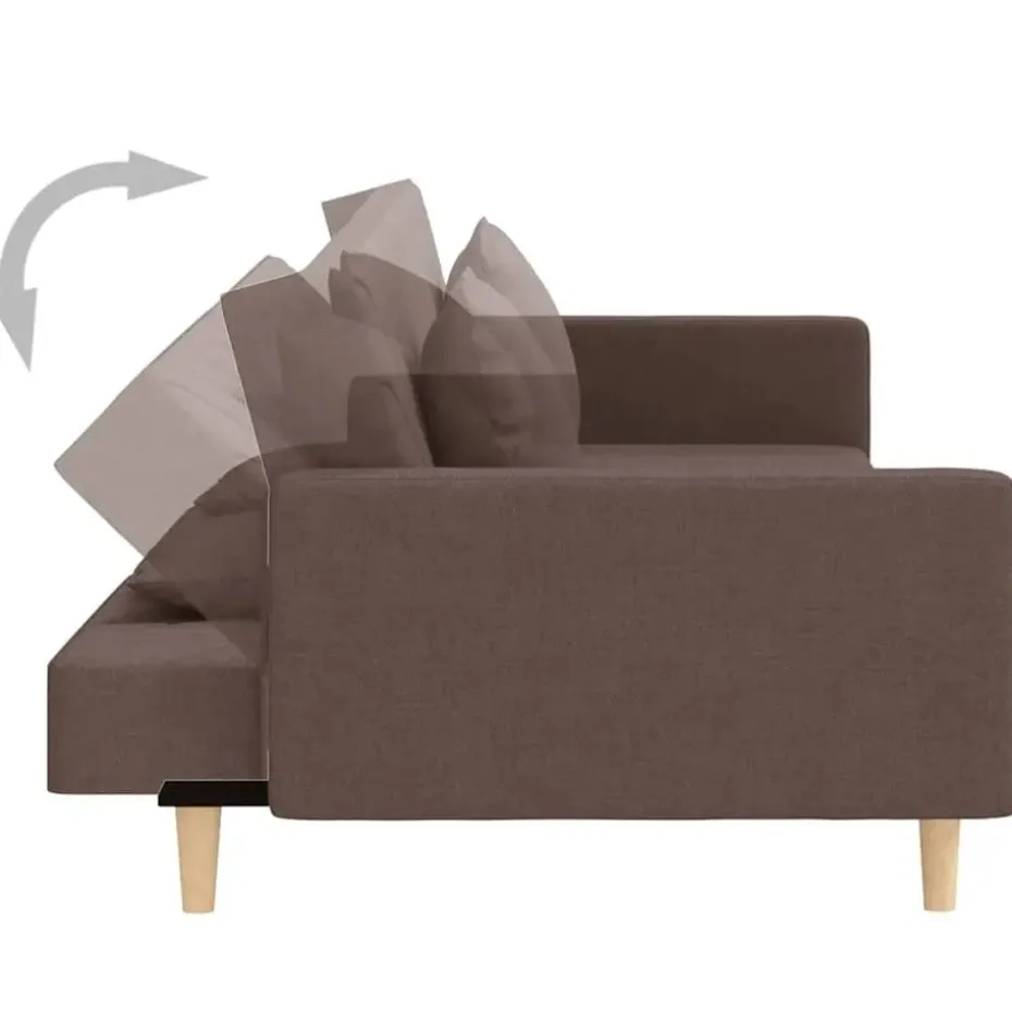 vidaXL - Slaapbank 2-zits - Taupe - Stof - Met kussens