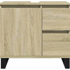vidaXL - Sonoma eiken Wastafelonderkast met 1 deur 2 lades - 65x33x60 cm