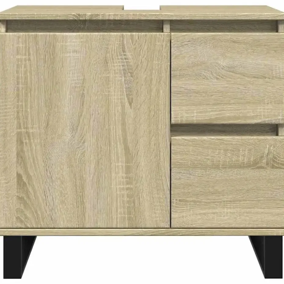 vidaXL - Sonoma eiken Wastafelonderkast met 1 deur 2 lades - 65x33x60 cm