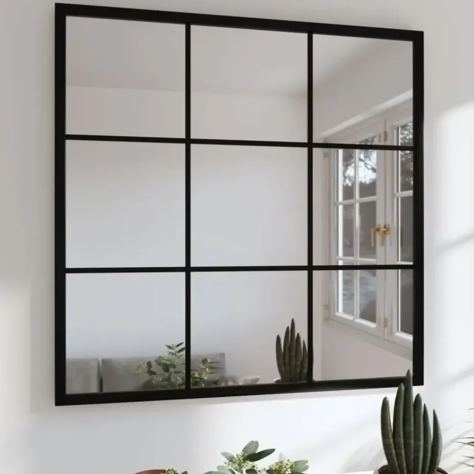 vidaXL - Spiegel - Zwart - Metaal - 60 x 60 cm