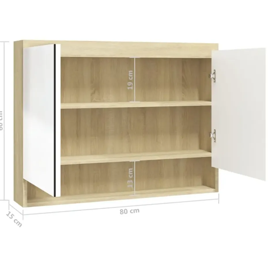 vidaXL - Spiegelkast - Wit - MDF
