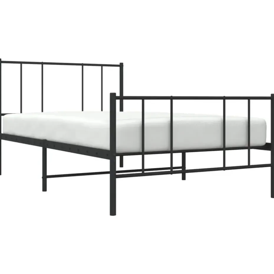 vidaXL - Staal Bed frame met hoofd- en voeteneinde - Zwart - Metaal - 90x200 cm