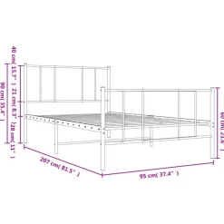 vidaXL - Staal Bed frame met hoofd- en voeteneinde - Zwart - Metaal - 90x200 cm