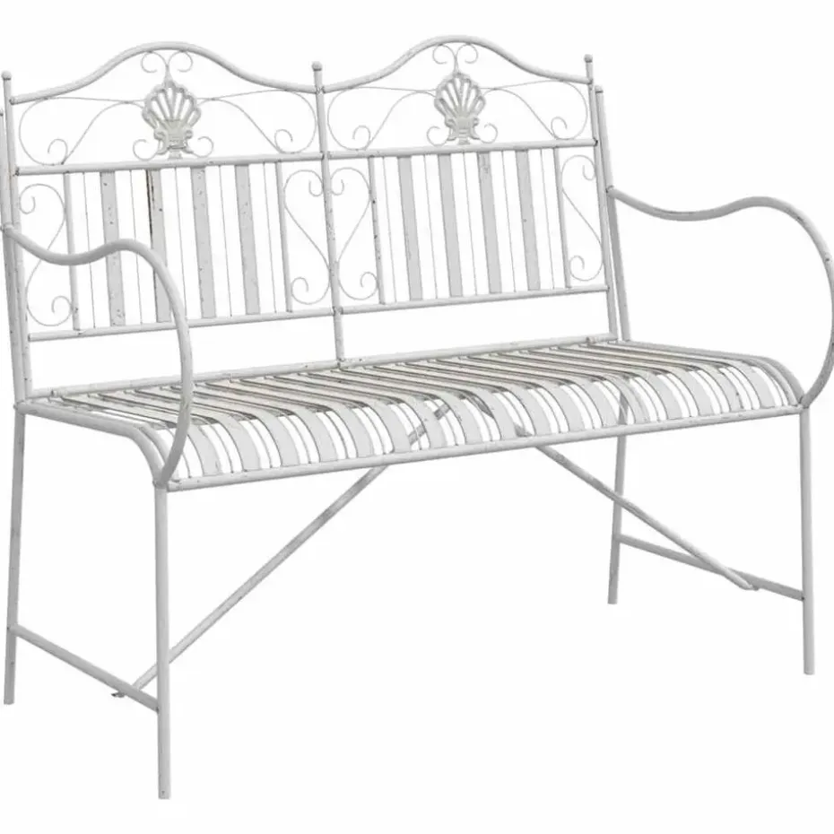 vidaXL - Staal Tuinbank - Wit - 103,5x59x89 cm