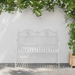 vidaXL - Staal Tuinbank - Wit - 103,5x59x89 cm