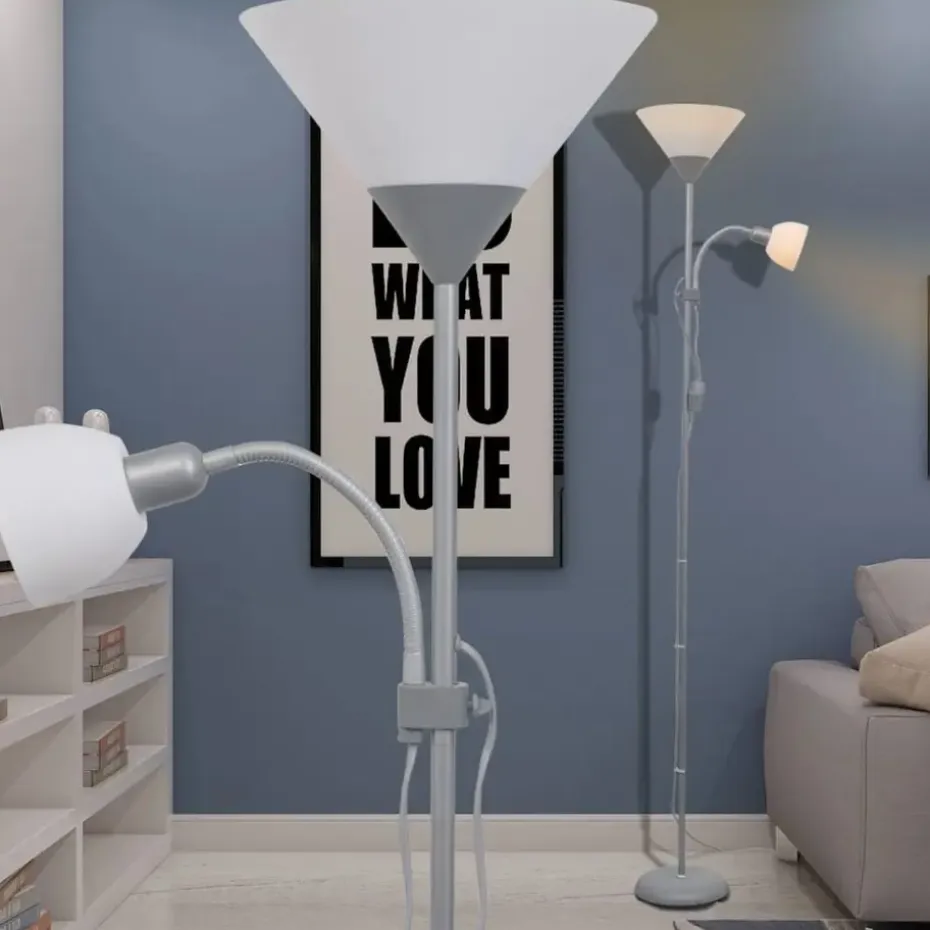 vidaXL - Staande Lamp - Grijs - Staal