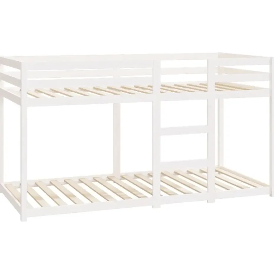 vidaXL - Stapelbed met zijladder - Wit - Massief grenenhout - 90x200 cm