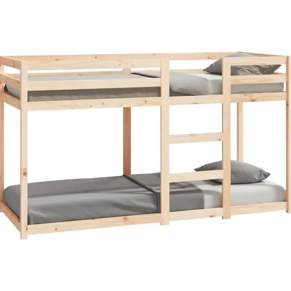 vidaXL - Stapelbed met zijladder - Naturel - Massief grenenhout - 75x190 cm