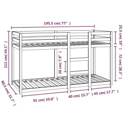 vidaXL - Stapelbed met zijladder - Naturel - Massief grenenhout - 75x190 cm