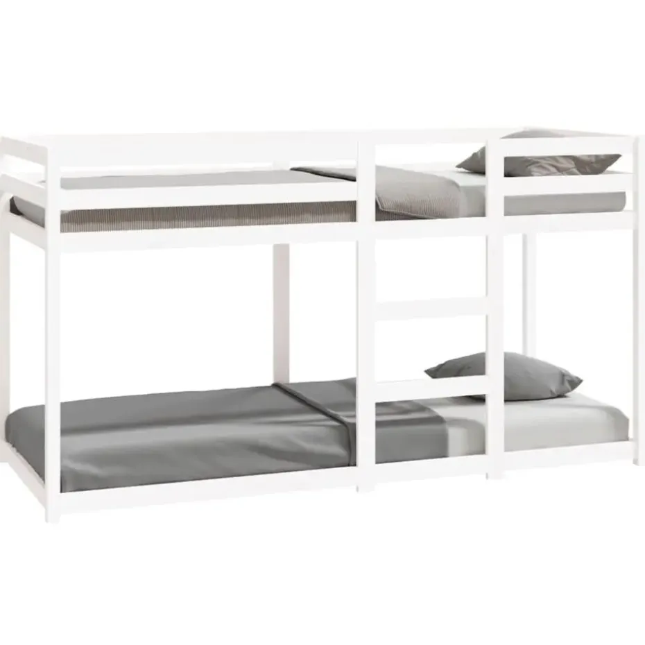 vidaXL - Stapelbed met zijladder - Wit - Massief grenenhout - 80x200 cm