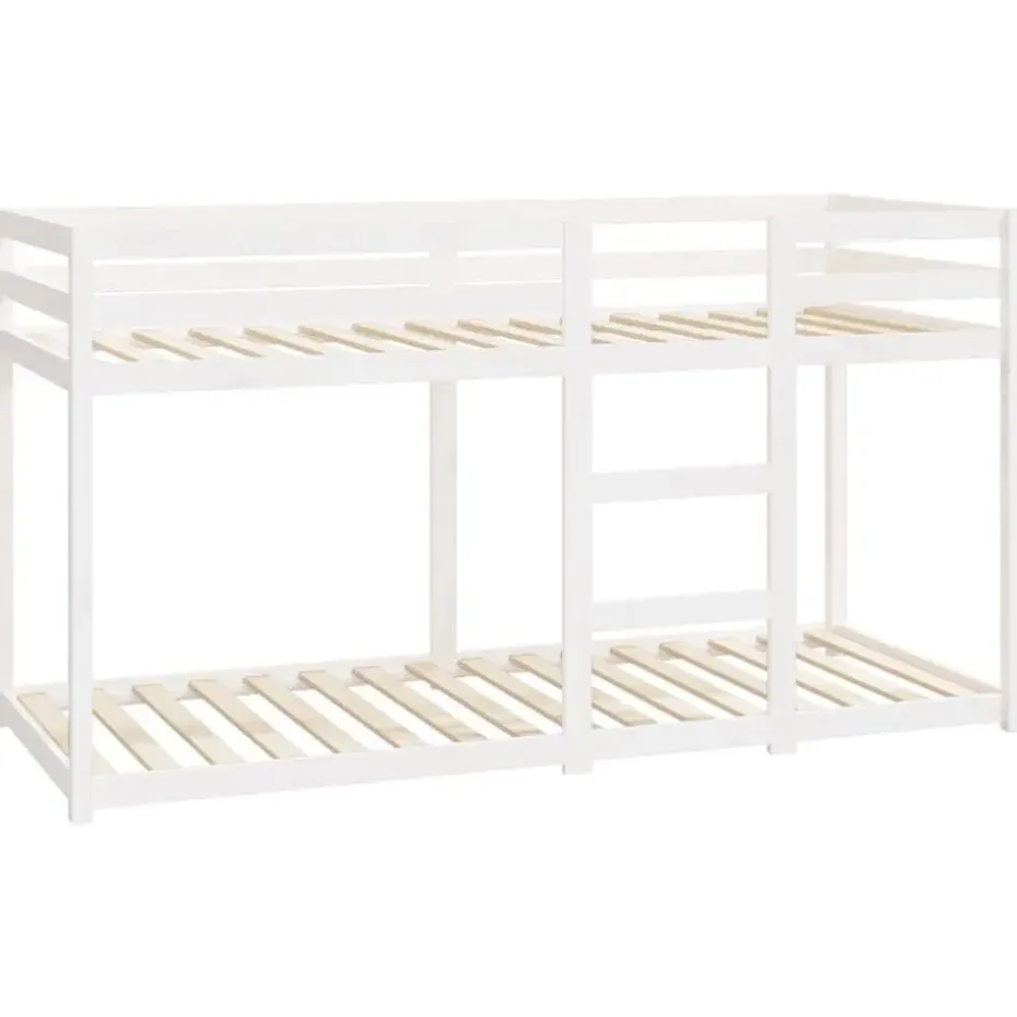 vidaXL - Stapelbed met zijladder - Wit - Massief grenenhout - 80x200 cm