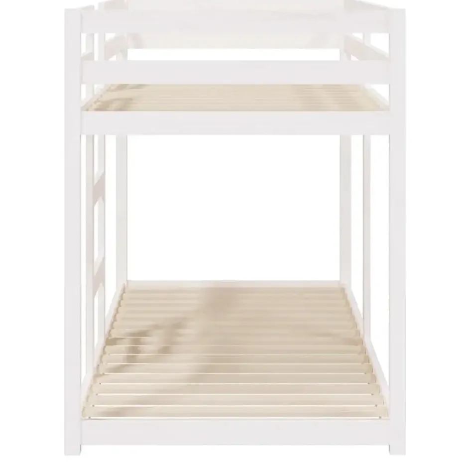 vidaXL - Stapelbed met zijladder - Wit - Massief grenenhout - 80x200 cm