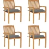 vidaXL - Stapelstoelen - Kussens - Grijs - Hout - 4 stuks