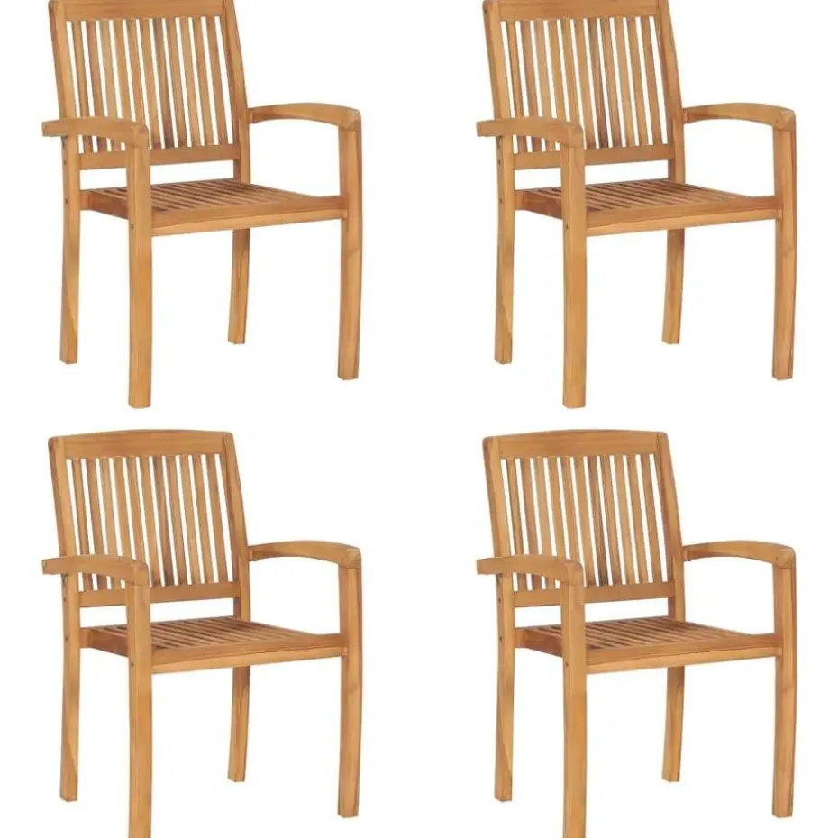 vidaXL - Stapelstoelen - Kussens - Grijs - Hout - 4 stuks