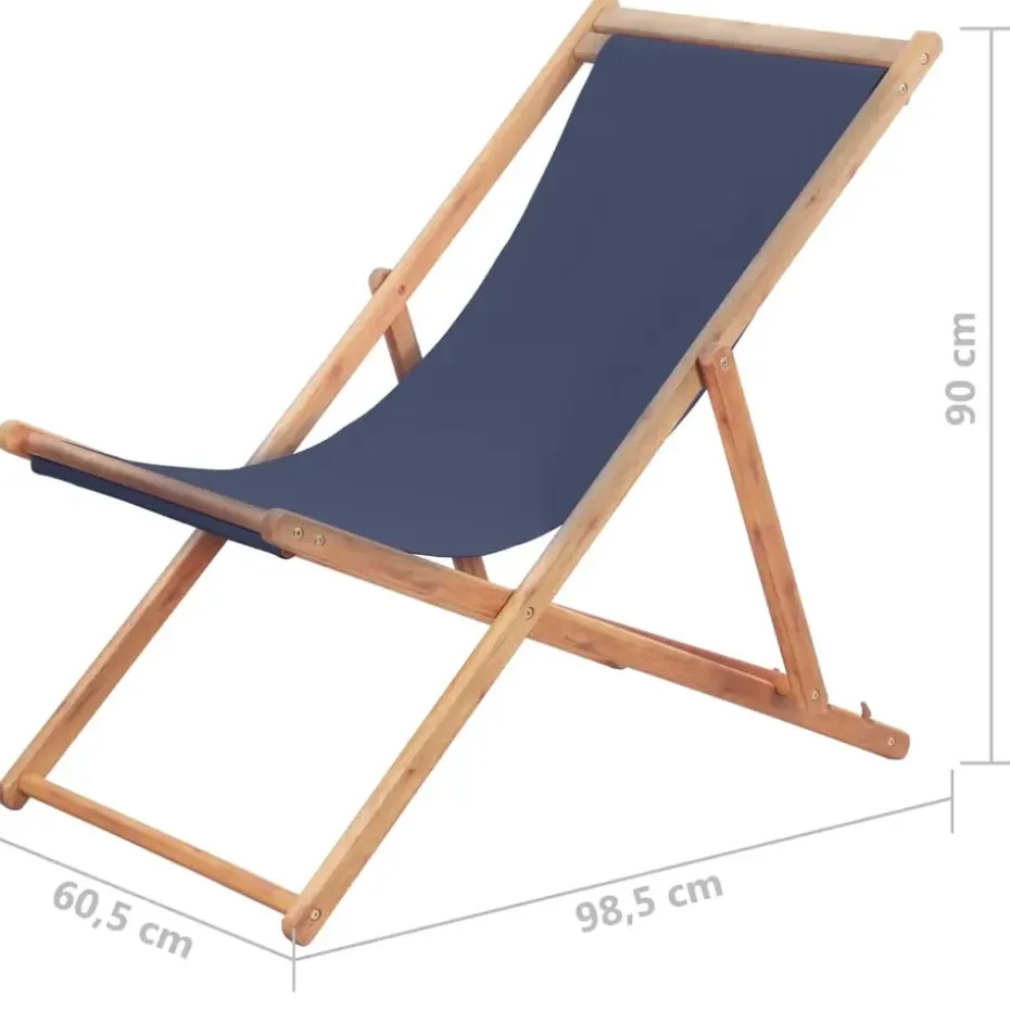 vidaXL - Strandstoel - Blauw - Stof
