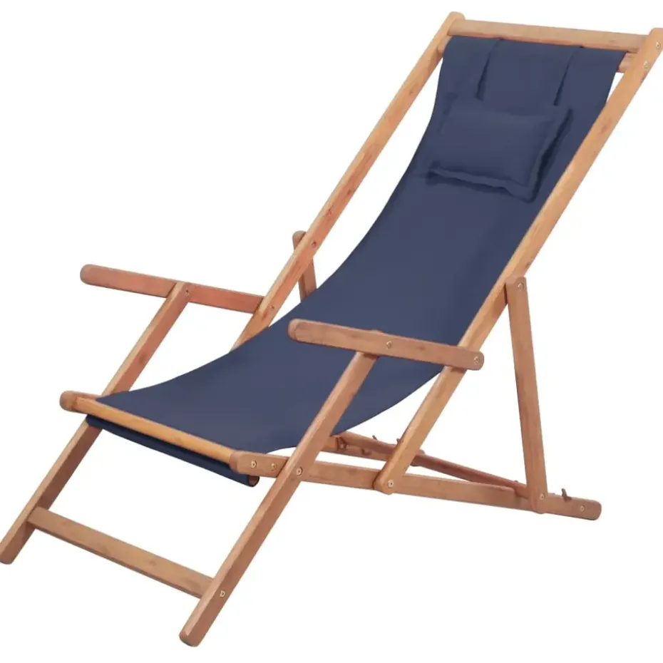 vidaXL - Strandstoel - Blauw - Stof