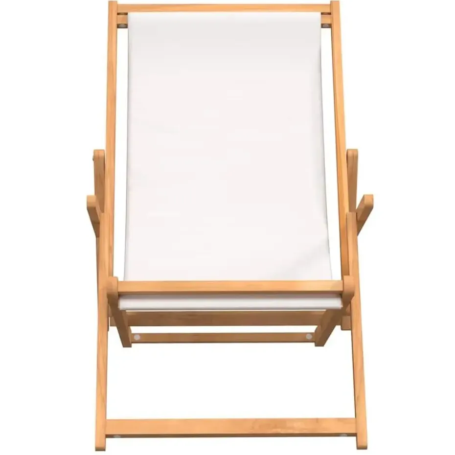 vidaXL - Strandstoel - Crème - Teakhout - Inklapbaar