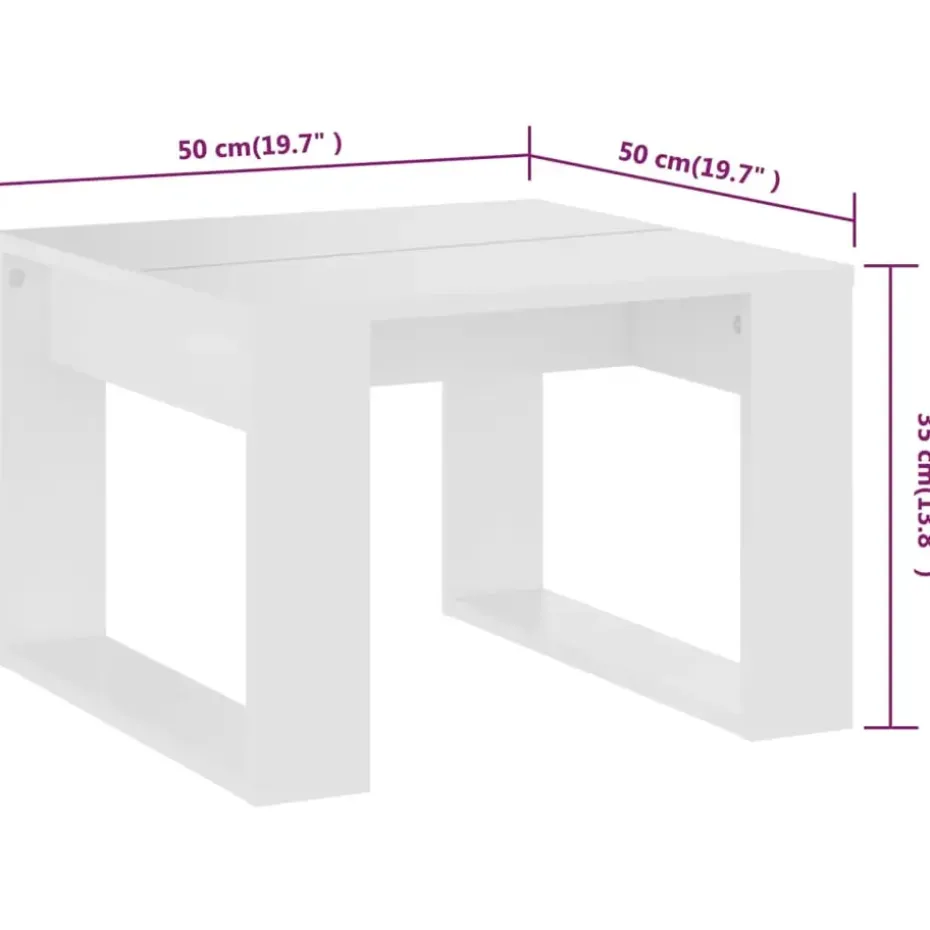 vidaXL - Tafel - Wit - Bewerkt hout - 50 x 50 cm