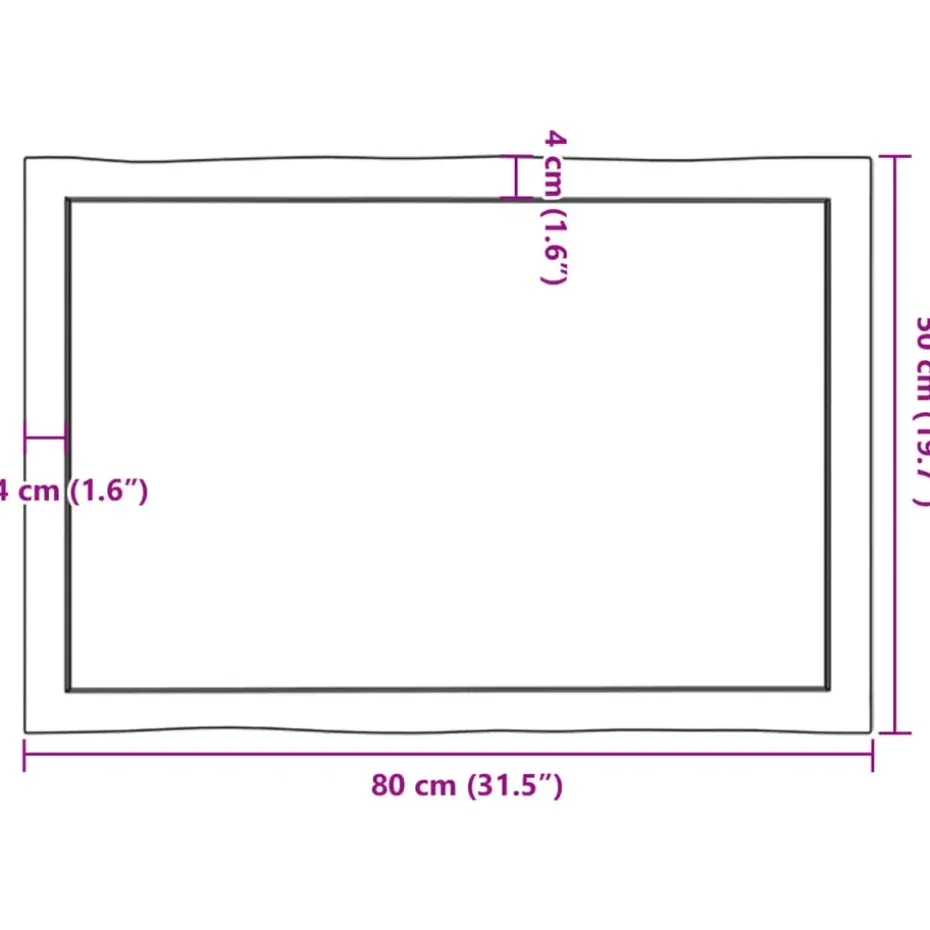 vidaXL - Tafelblad - Bruin - Eikenhout - 80 x 50 x 4 cm