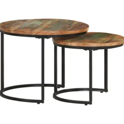 vidaXL - Tafeltje - Bruin - Gerecycled hout - Ø 40 x 34 cm - 2 stuks