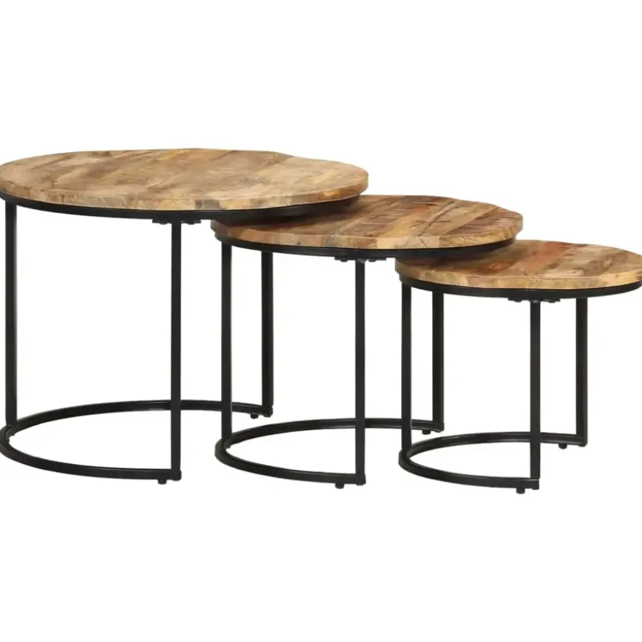 vidaXL - Tafeltje - Bruin - Hout - Ø 40 x 34 cm - 3 stuks