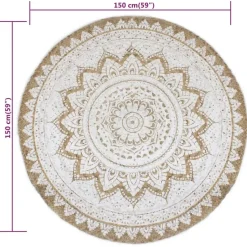 vidaXL - Tapijt - Beige - Jute - 150 cm