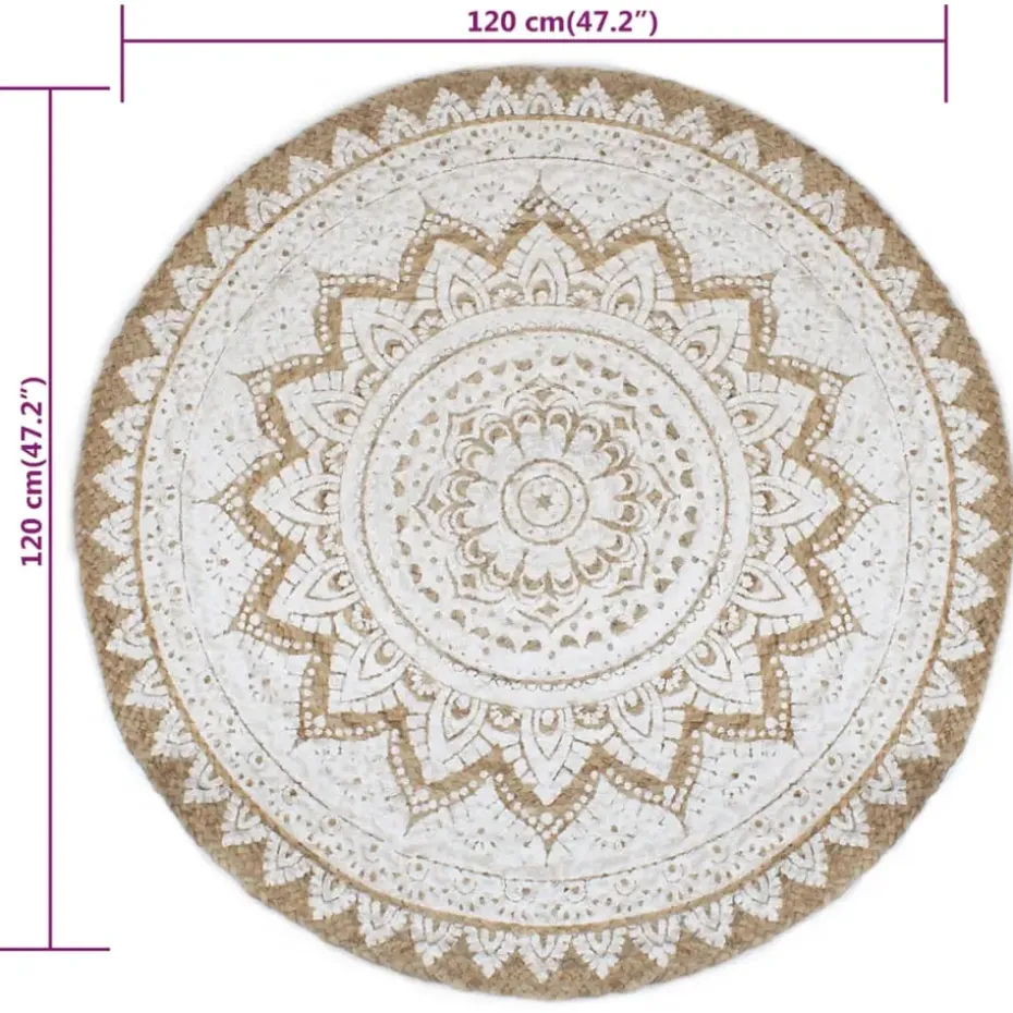 vidaXL - Tapijt - Beige - Jute - 120 cm