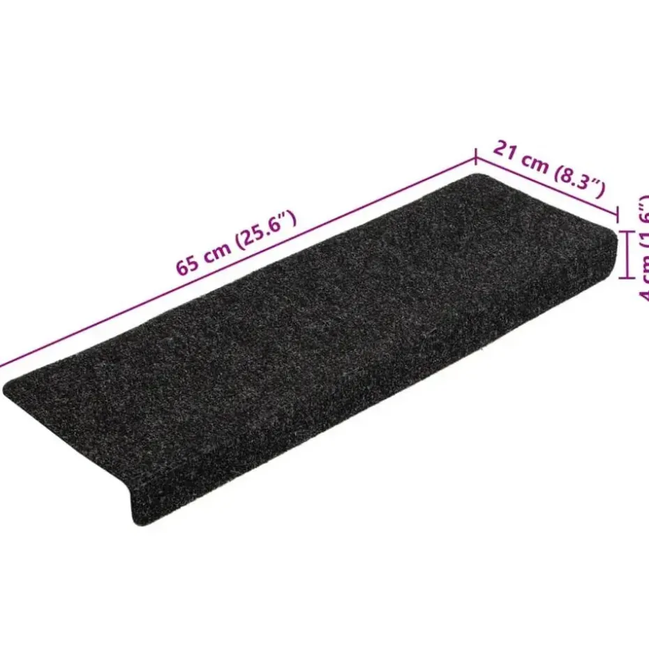 vidaXL - Tapijt Traptrede - Zwart - Polypropyleen - 5 stuks