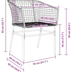 vidaXL - Terrasstoel - Bruin - Poly rattan en staal - 2 stuks