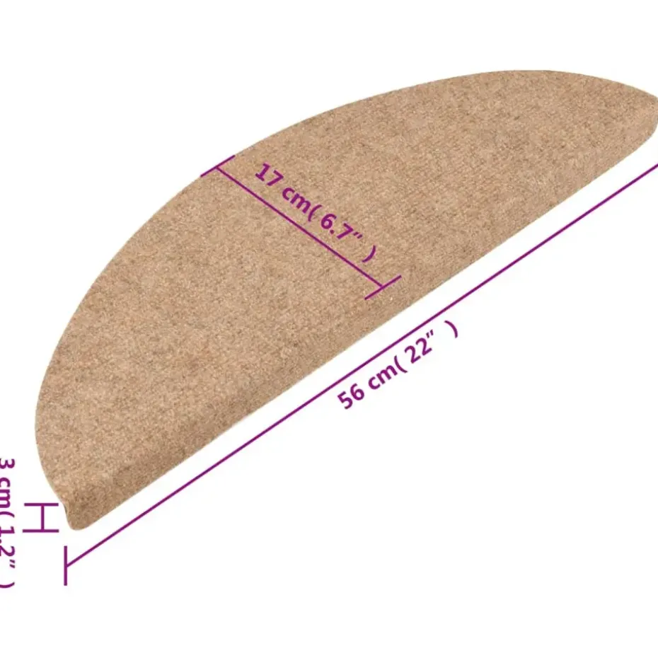 vidaXL - Trapmat - Beige - Stof - 56 x 17 x 3 cm - 10 stuks