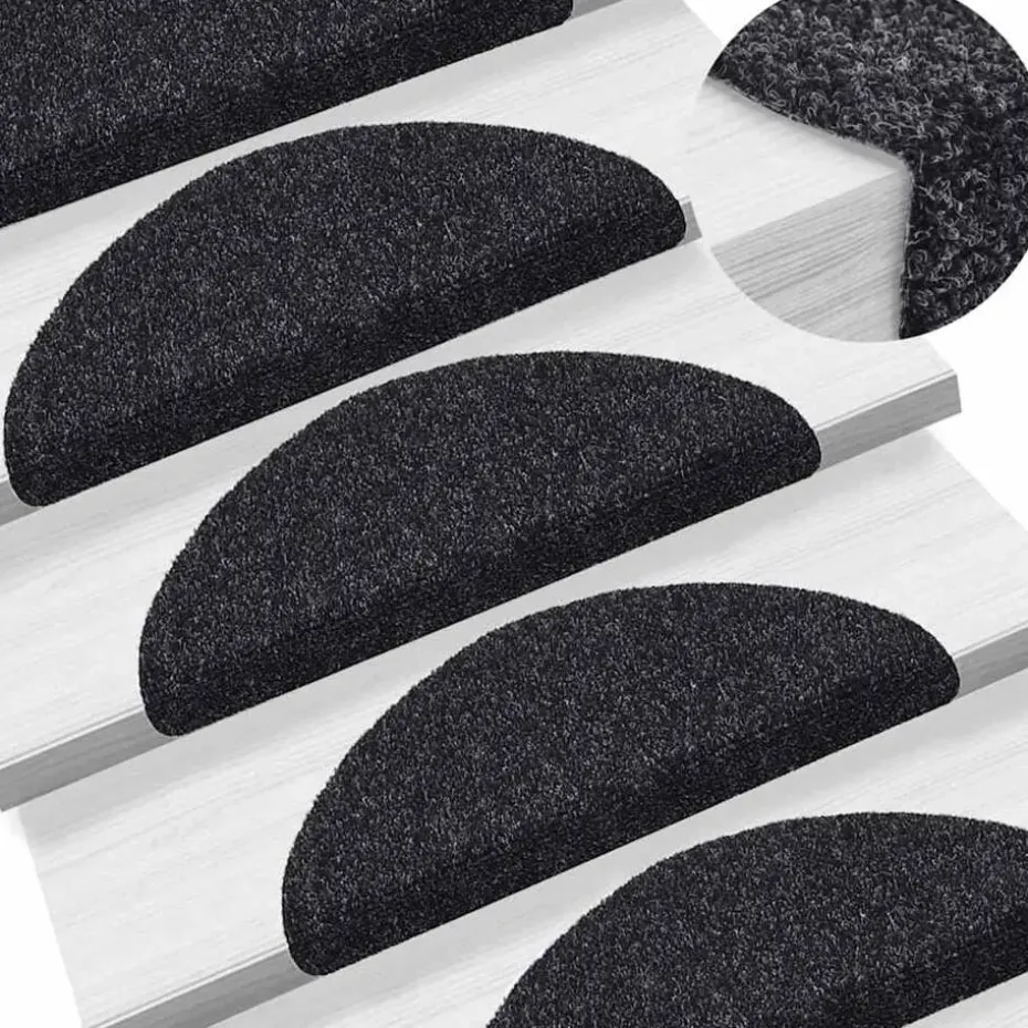 vidaXL - Trapmat - Zwart - Polypropyleen - 56 x 17 x 3 cm - 5 stuks