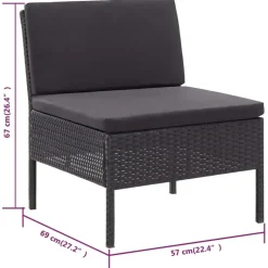 vidaXL - Tuin Loungeset - Zwart - Poly rattan