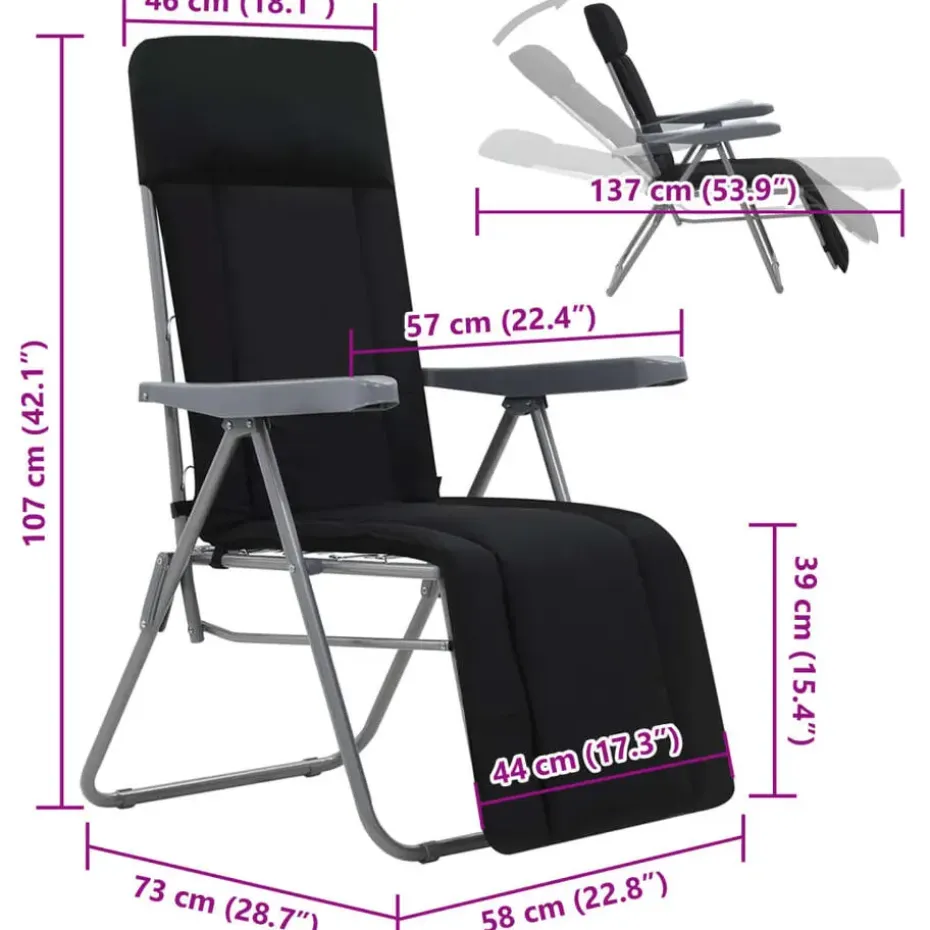 vidaXL - Tuin Stoel - Zwart - Stof - 2 stuks